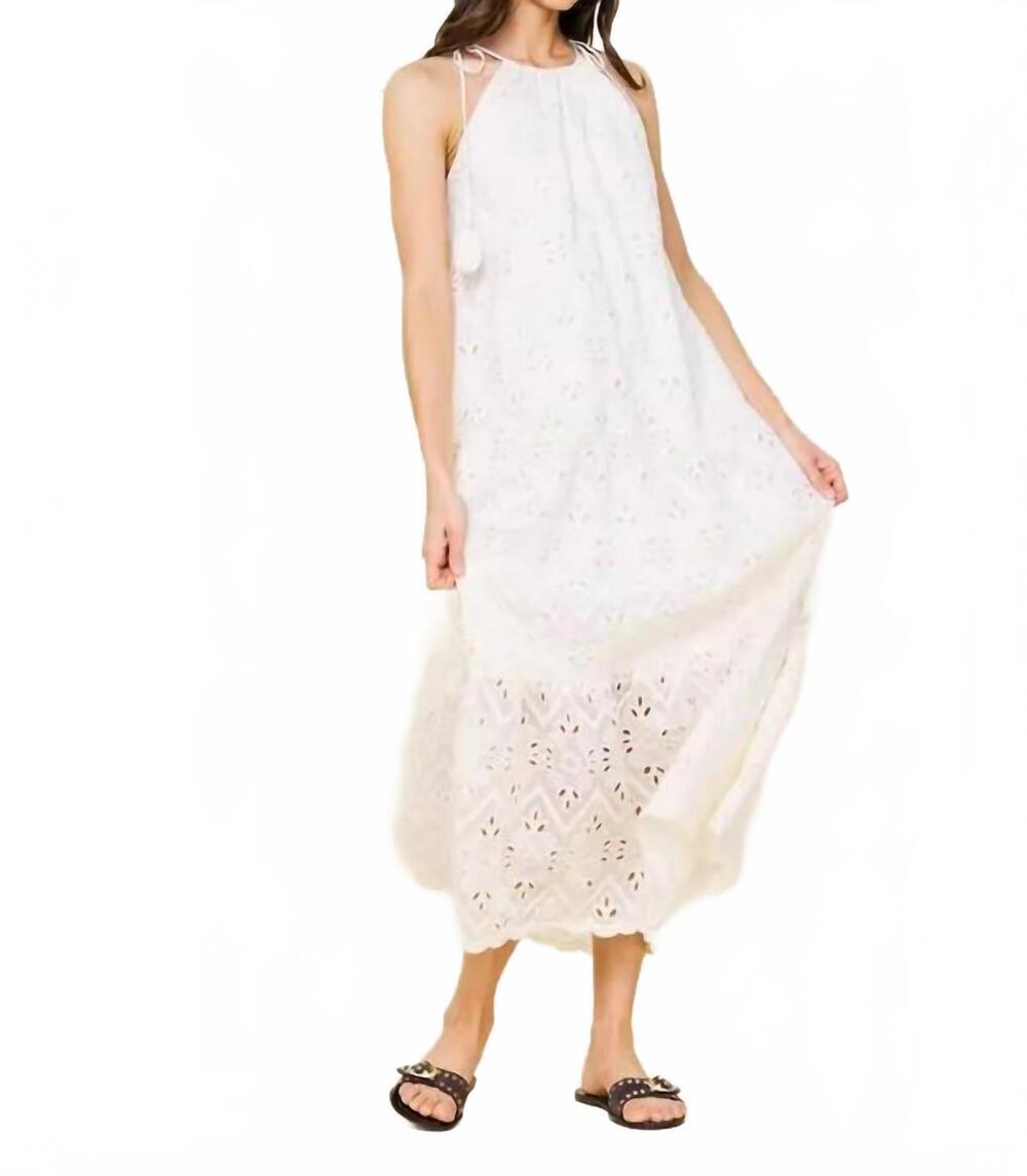 NEW SKIES ARE BLUE eyelet tiered maxi dress in white